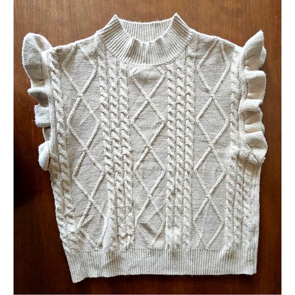 Pink Lily Cable Knit Sweater Vest, Ruffled sleeves, Sz M, Excellent cond. - Picture 4 of 13